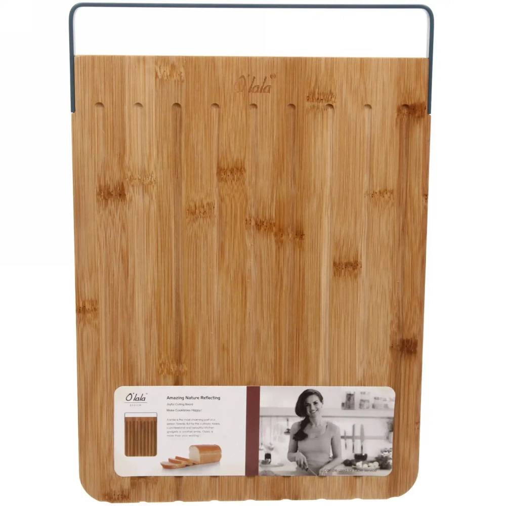 Доска разделочная бамбуковая «O'lala» 36,7*25,5*1,5см для хлеба с металлической ручкой