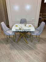 Кухонный раздвижной стол "ТАНГО" , белый мрамор и 4 стула Сорренто