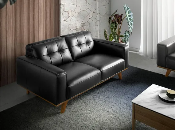 Двухместный диван Angel Cerda 5606-2P, черная кожа