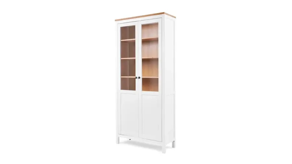 Шкаф-витрина стекло/панель - аналог IKEA HEMNES / ХЕМНЭС/ ХЕМНЕС / КЫМОР / ИКЕА 90х198х37 см, белый/светло-коричневый