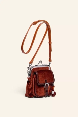 ZARA БАРХАТНАЯ СУМКА ЧЕРЕЗ ПЛЕЧО - LIMITED EDITION, КОРИЧНЕВЫЙ