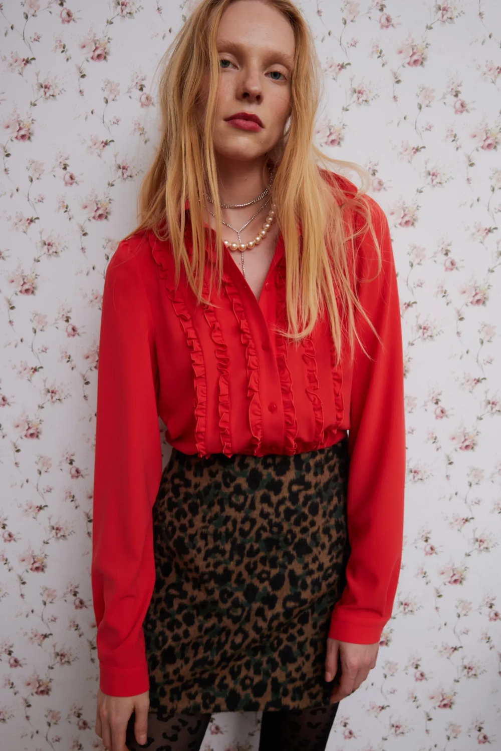 Блуза "Хризантема", красный
