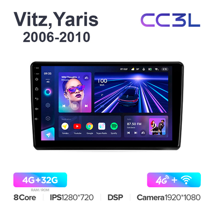 Teyes CC3L 10,2"для Toyota Vitz, Yaris 2006-2010