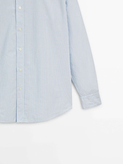 Massimo Dutti Рубашка из 100% хлопка в полоску, небесно-голубой