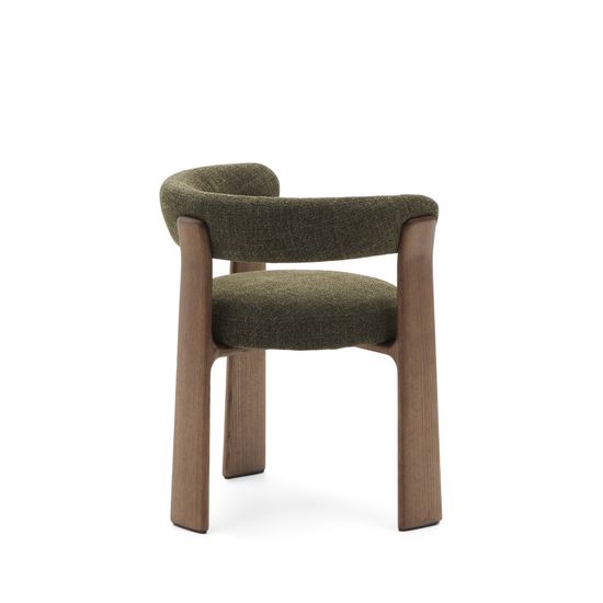 Granite Стул на 3 ножках из зеленого шенилла и массива ясеня в отделке орех Испания La Forma