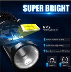 Светодиодные мини линзы H4 Y10, Led лампы H4 белые, Led H4, 6000k, 8000lm, Led линзы, без разбора фары. mini Bi-Led lenses