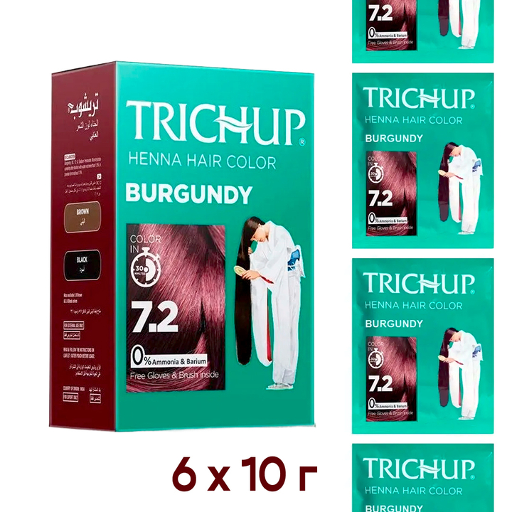 Хна для волос Trichup Henna Hair Color Burgundy цвет бургунди 60 г