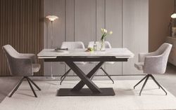 "Юпитер" стол интерьерный раздвижной обеденный из керамики, цвет белый глянцевый