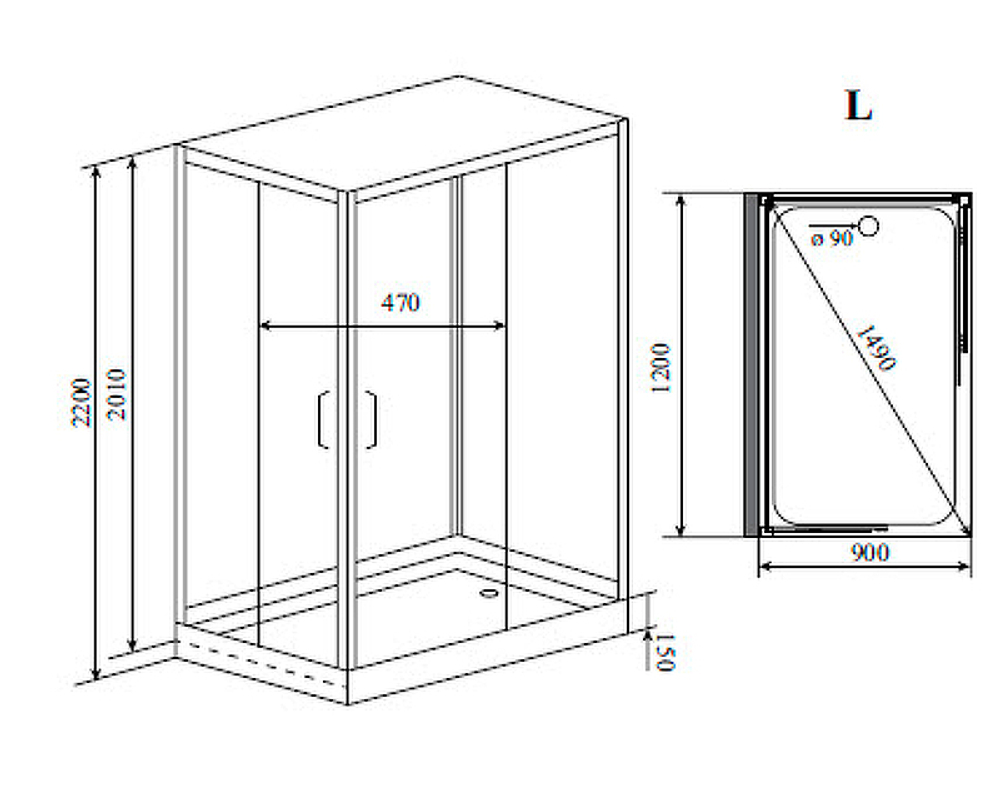 Душевая кабина Timo Premium 120x90 H-515L с баней с гидромассажем