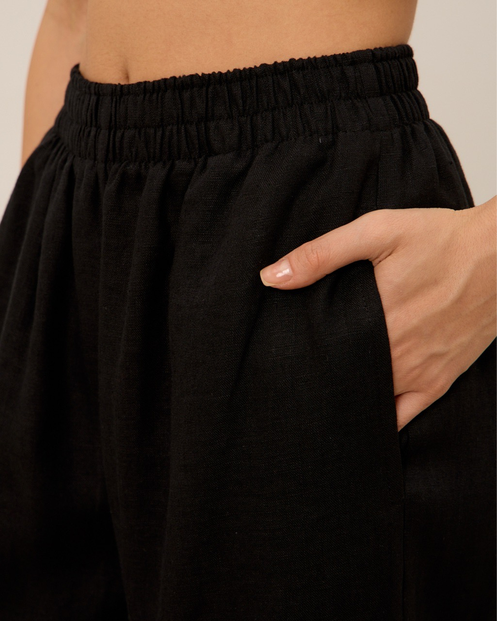 Брюки из 100% льна, черные