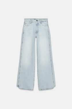 ZARA ДЖИНСЫ Z1975 STRAIGHT С НИЗКОЙ ПОСАДКОЙ И ДЕКОРАТИВНЫМИ ШВАМИ, ГОЛУБОЙ