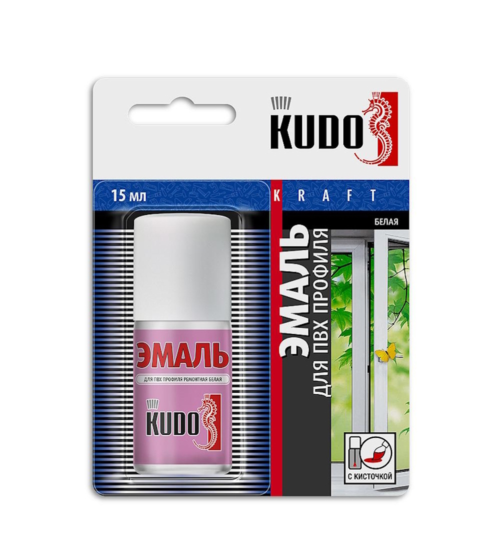 Эмаль аэроз. KUDO  для ПВХ профиля белая с кисточкой 15мл