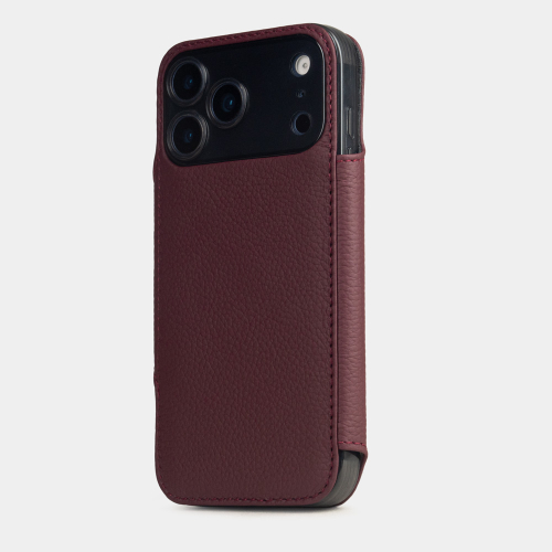 Чехол-картхолдер для iPhone 17 Pro Max - кожа телёнка, бордовый