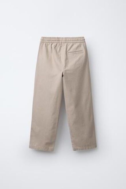 ZARA ЛЬНЯНЫЕ БРЮКИ С ПРЯМОГО КРОЯ, ЭКРЮ