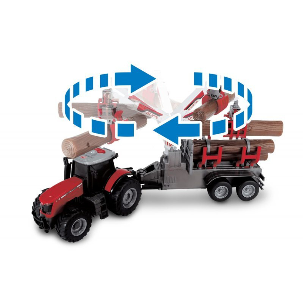 Dickie Farm - трактор Massey Ferguson 8737 с прицепом для бревен Light Sound 3737003