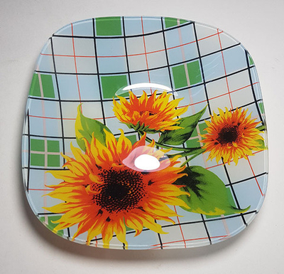 Тарелка квадрат. Подсолнух 0017