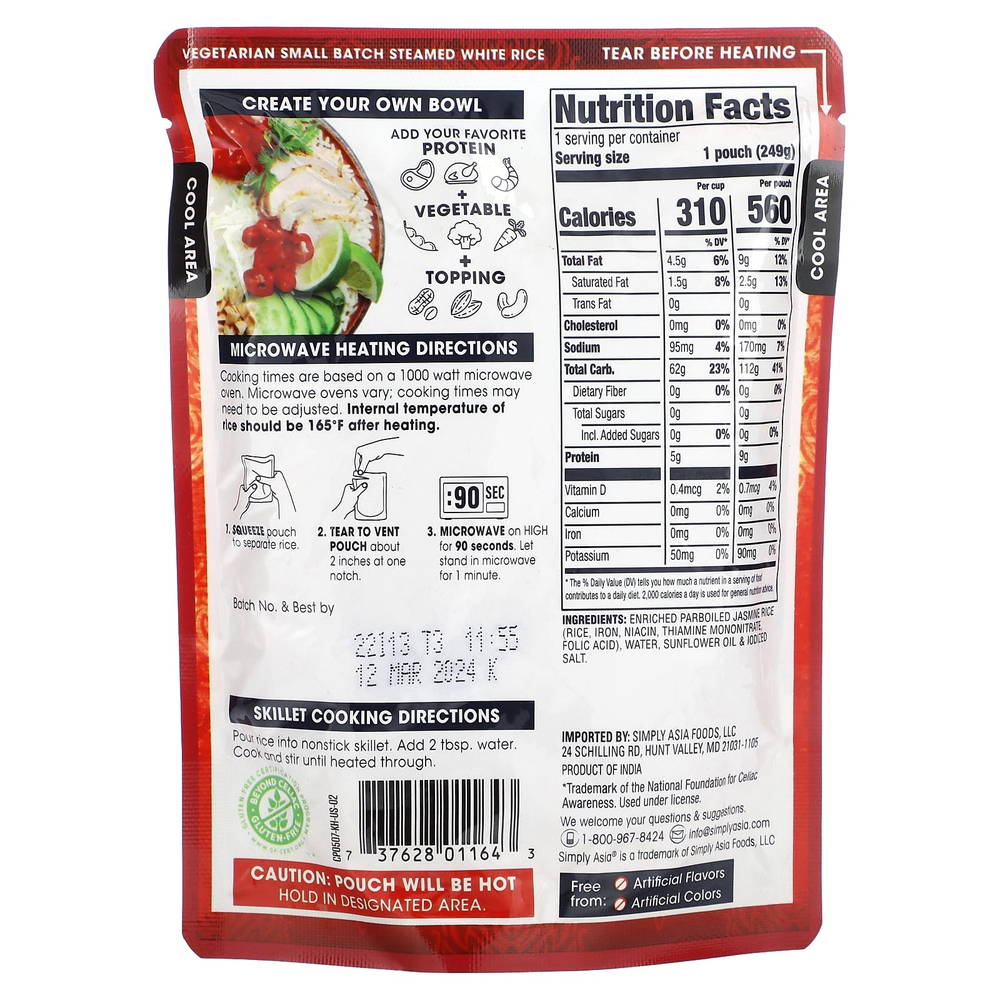 Thai Kitchen, готовый к разогреванию, рис жасмин, 249 г (8,8 унции)