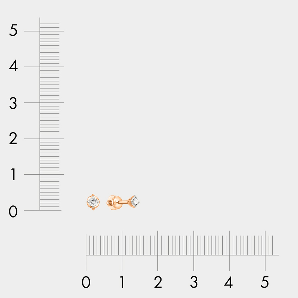 Серьги-пусеты из розового золота 585 пробы с фианитами (арт. 009802-1102)