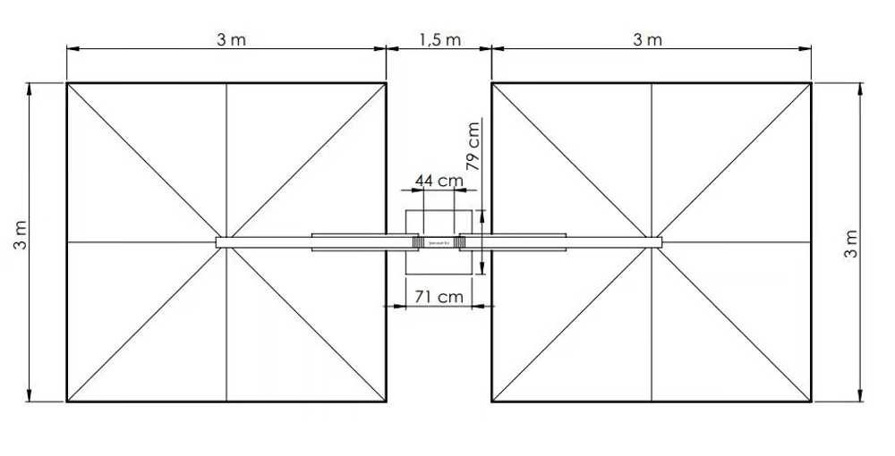 Зонт профессиональный двухкупольный 7.5х3 м Theumbrela Semsiye Evi Banana Plus Double,