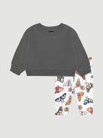 Комплект Mjölk Свитшот Графитовый серый/Легинсы Бабочки, уценка