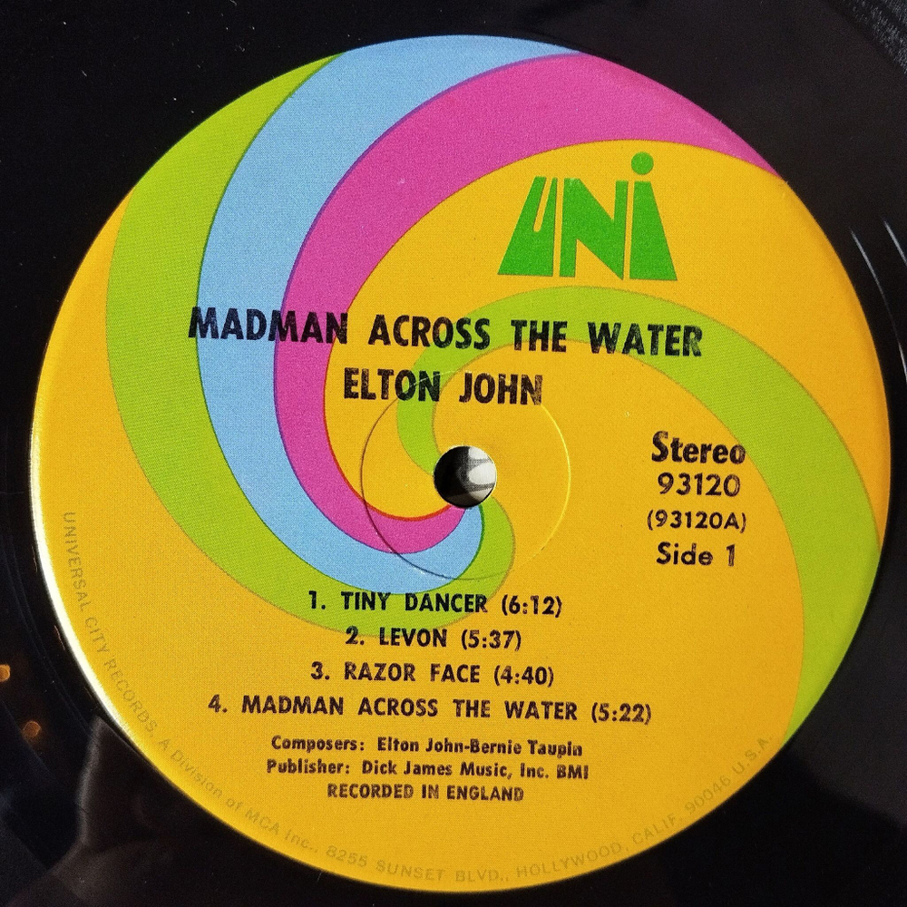 Винтажная виниловая пластинка LP Elton John Madman Across The Water (USA 1971) Tiny Dancer
