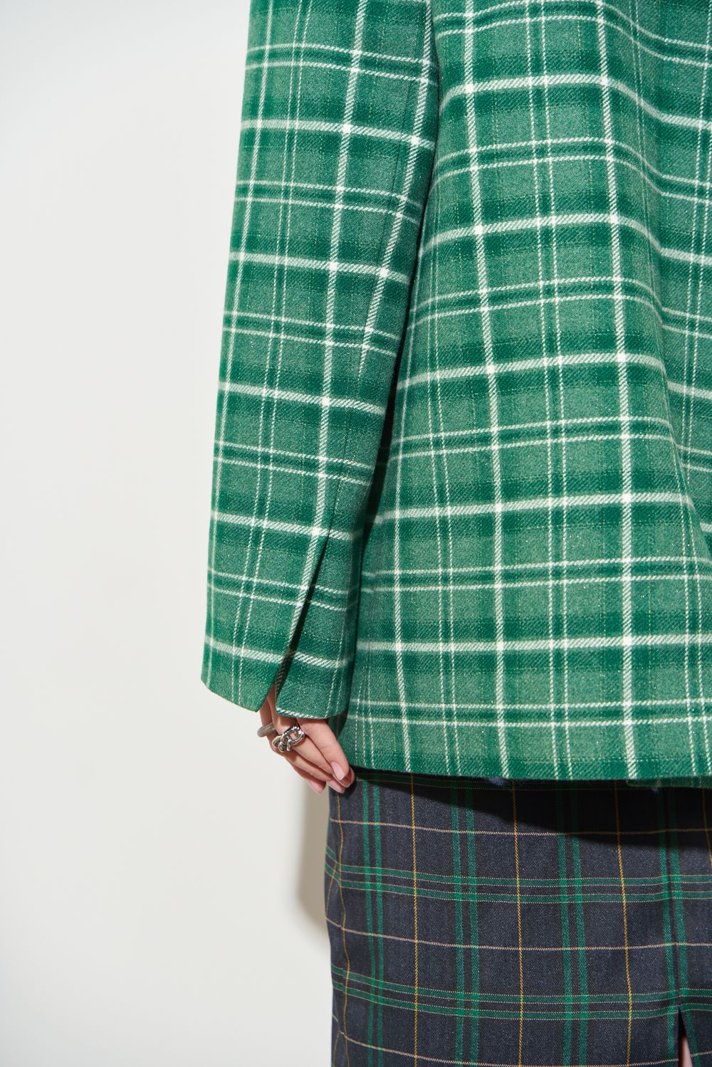 ПИДЖАК В КЛЕТКУ ЗЕЛЕНЫЙ|МОЛОЧНЫЙ