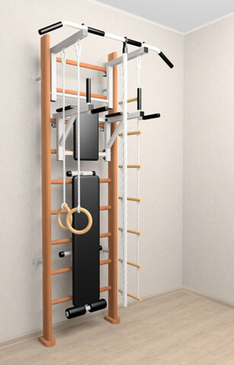 Деревянная шведская стенка Sv Sport 906о (Турник стандарт/Брусья/Скамья/Канат/Кольца/Лестница)