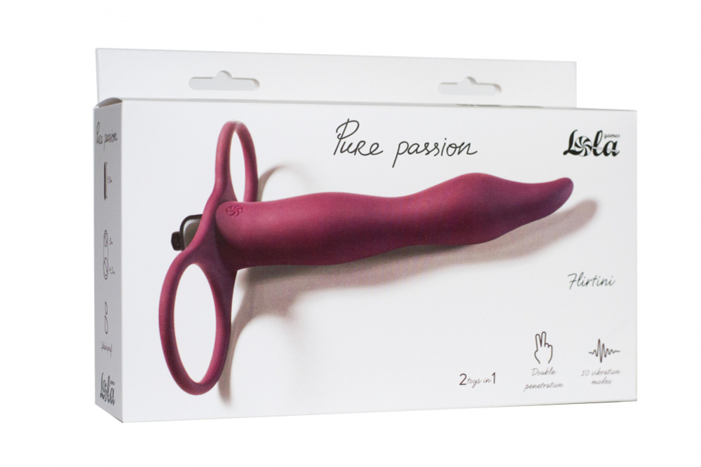 Страпон Pure Passion Flirtini винно-красный