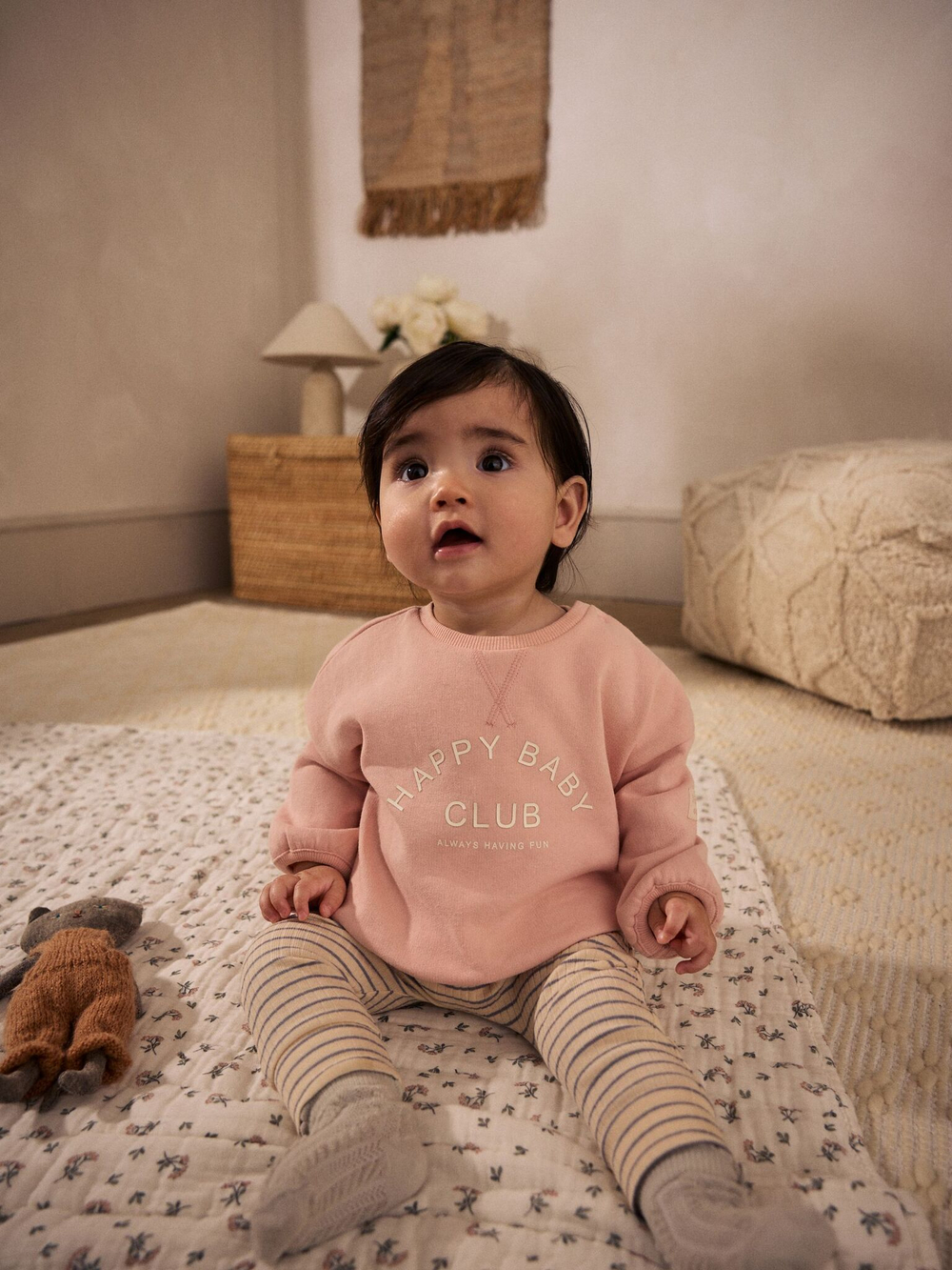 Свитшот и легинсы в комплекте для малышей Next AA6-493, Розовый, Песочный