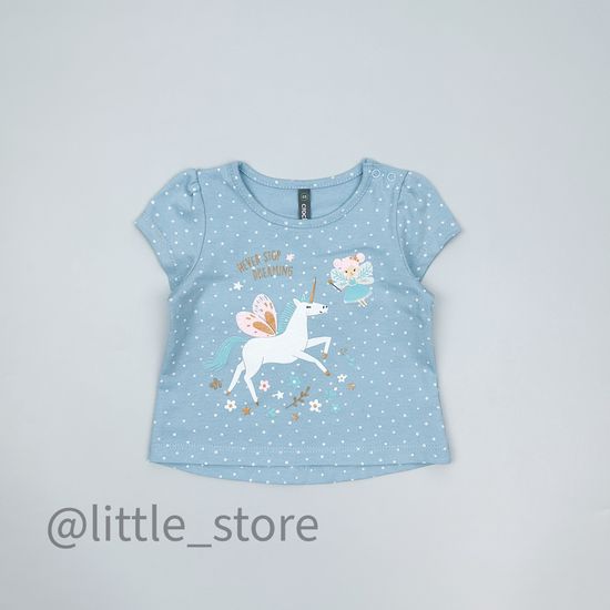 Футболка хлопковая, Горошки на голубом