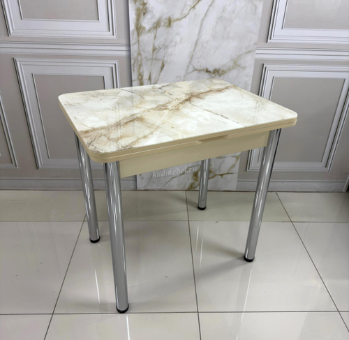 Стол обеденный Д29 раскладной (Мрамор бежевый 280/Крем)