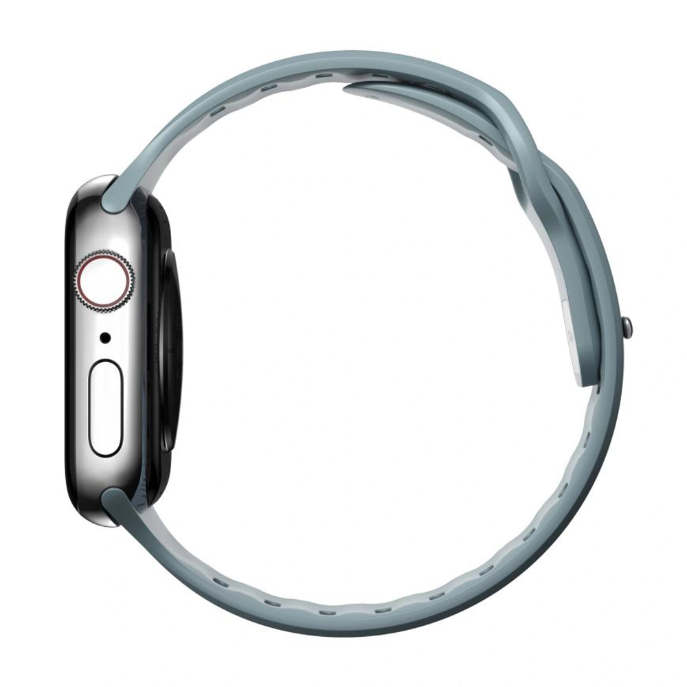 Спортивный ремешок Nomad Sport Slim Band для Apple Watch 44, 45, 46 мм и Ultra 2–3 Водостойкий ремешок из фторэластомера с застёжкой pin-and-tuck из нержавеющей стали. На запястье обхватом 160–193 мм (160–195 мм — с Apple Watch Ultra)