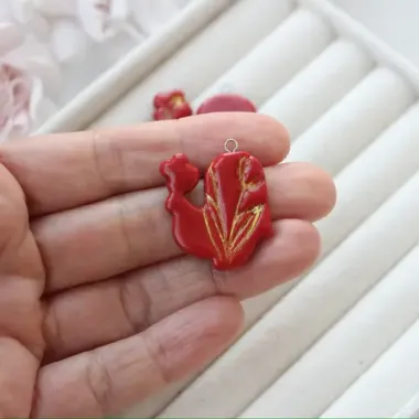 Подвеска Петушок, полимерная глина с оттиском, 28*25 мм, S010