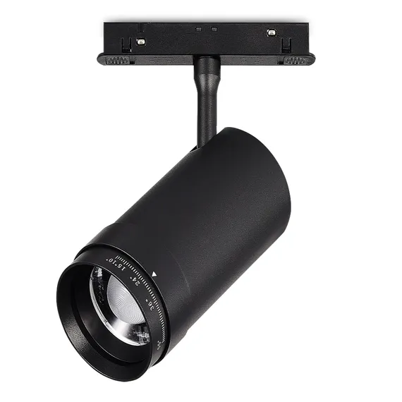 ST357.436.20 Магнитный трековый светильник ZOOM Черный LED 1*20W 3000K Lm Ra90 10-55° IP20 D60xH170 СКАЙЛАЙН 48V