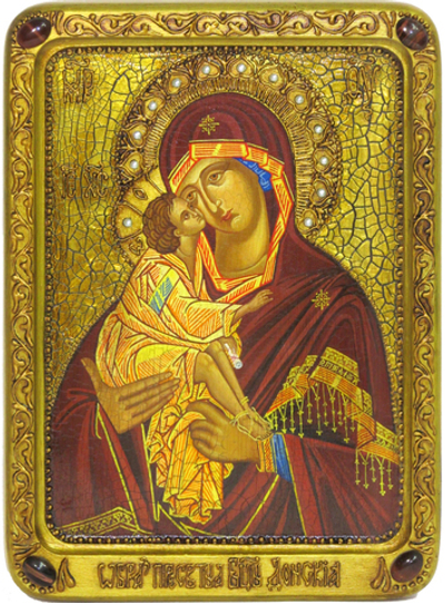Подарочная живописная икона Донская Пресвятая Богородица 29х21см на кипарисе