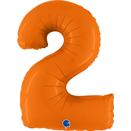 Шар (40""/102 см) Цифра, 2, Оранжевый, Сатин, 1 шт.