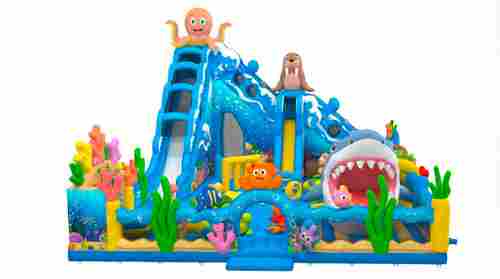 Коммерческий надувной батут «Океанское приключение», 22×17×13,5 м, с двумя горками