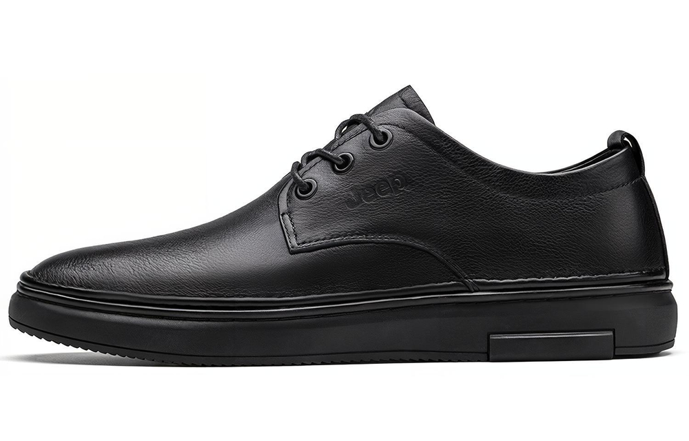 Jeep Casual Leather Shoes Men"s Low top Black