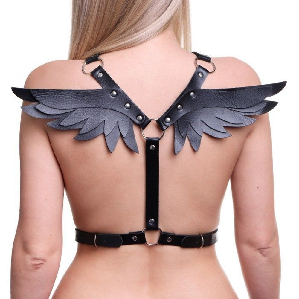 Черная портупея «Оки-Чпоки» с крыльями (Размер: S-M-L) (Цвет: черный)