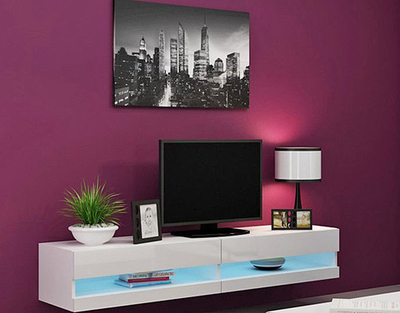 ТВ-тумба Виго открытая МДФ Белый DM635-6 / Белый Фасадный 0101 180*42*30 см, Белый, Белый Фасадный   Фиеста