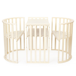 Кроватка-трансформер овальная Vikalex Лоди маятник на колёсах белый