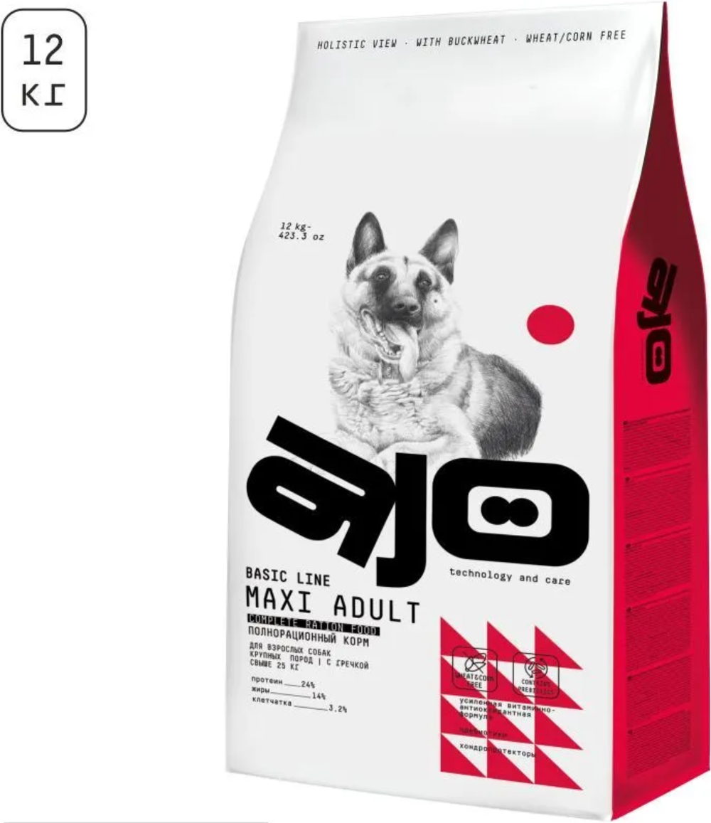 AJO 12кг. (Развес) Для взрослых собак Крупных пород с гречкой