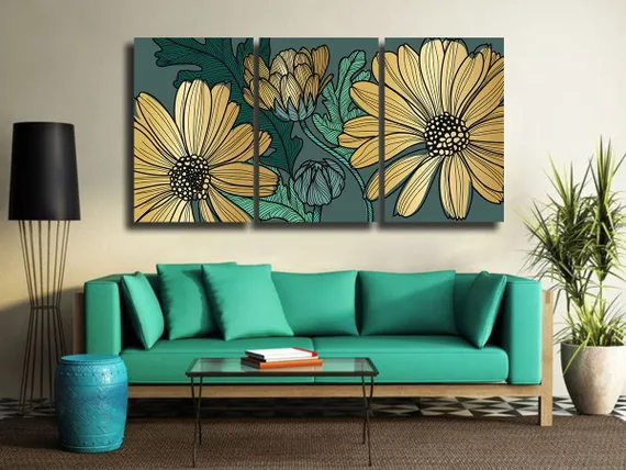 Модульная картина "Цветочный узор"