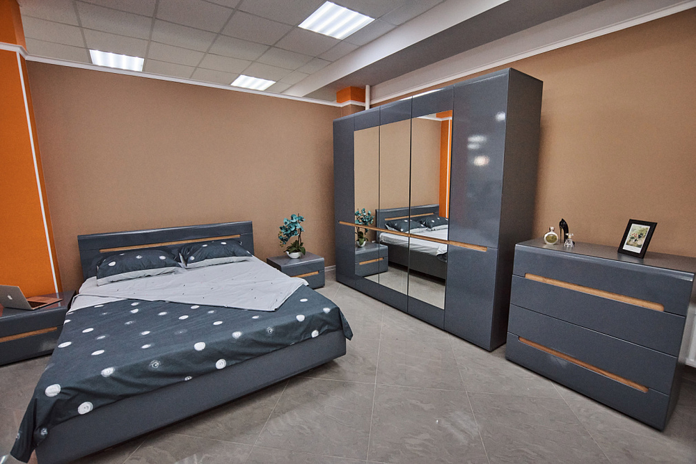 Комод Стокгольм серый графит/графит глянец