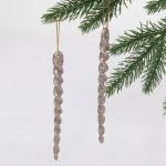 Подвески в блестках «Ледяные сосульки» 10 см (набор 2шт), шампань