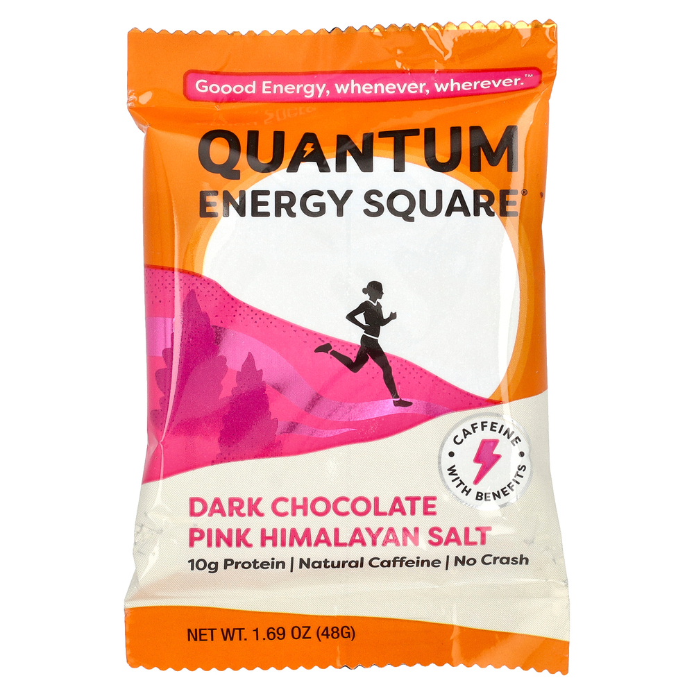 Quantum Energy Square, темный шоколад с розовой гималайской солью, 8 квадратов по 48 г (1,69 унции)