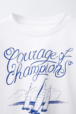 ZARA ФУТБОЛКА С НАШИВКОЙ, БЕЛЫЙ