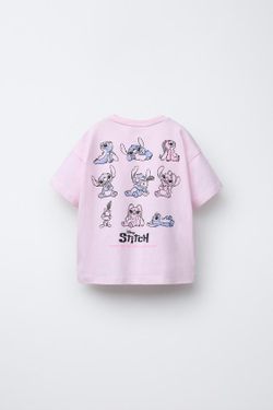 ZARA ФУТБОЛКА С ПРИНТОМ «ЛИЛО И СТИЧ» © DISNEY, РОЗОВЫЙ
