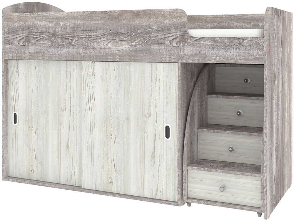 Кровать-чердак КарИВи Малыш Купе Бетон Винтерберг