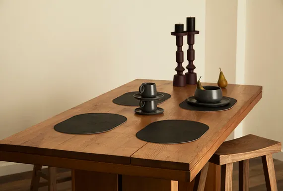 Набор из 4-х двухсторонних сервировочных салфеток pool, 30х45 см, черный/светло-серый